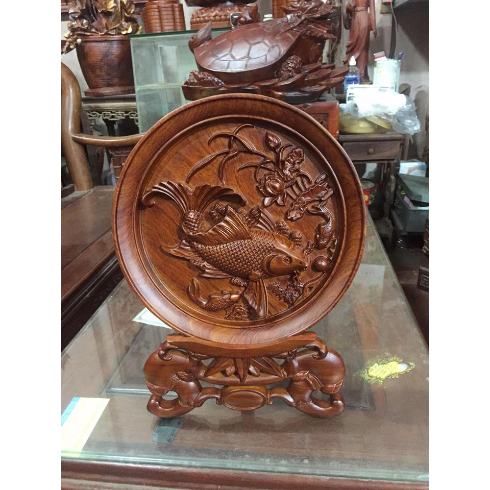 Đĩa trang trí gỗ hương đường kính 30 cm